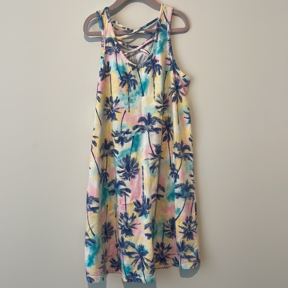 Girls Tropical Print T-shirt Tank Dress, size 10 - Picture 3 of 4